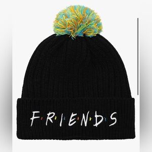 Friend’s TV Show Logo Black Knit Cuff Pom Beanie Hat Cap Adult OS.   lights up.